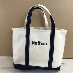 LL Bean Canvas Tote Bag Nathan Embroidery USA Made